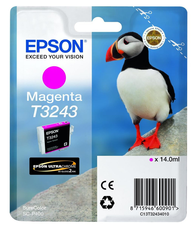 C13T32434010 Epson C13T32434010 T3243 Magenta Ink Cartridge 980 pages 14ml