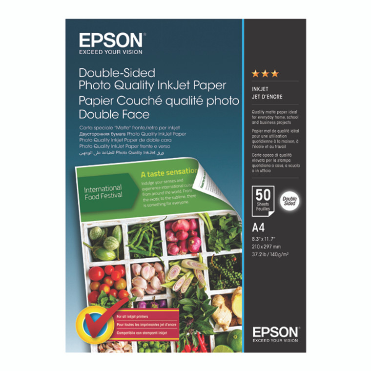 EP64557 Epson Inkjet Double-Sided Photo Paper A4 140gsm Matte Pack 50 C13S400059