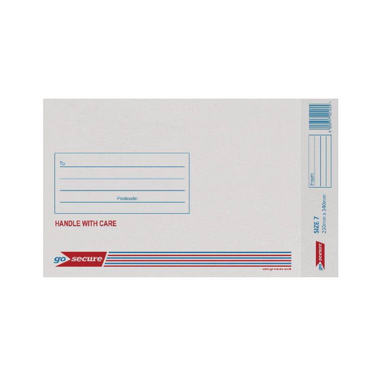 PB02129 GoSecure Bubble Lined Envelope Size 7 230x340mm White Pack 20 PB02129