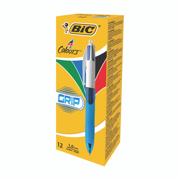BC21474 Bic 4 Colours Comfort Grip Ballpoint Pen Pack 12 8871361
