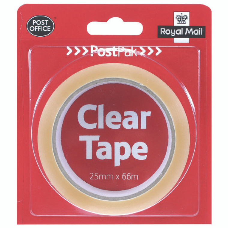 UB35910 Postpak Clear Stickytape 66m Pack 24 502183935910