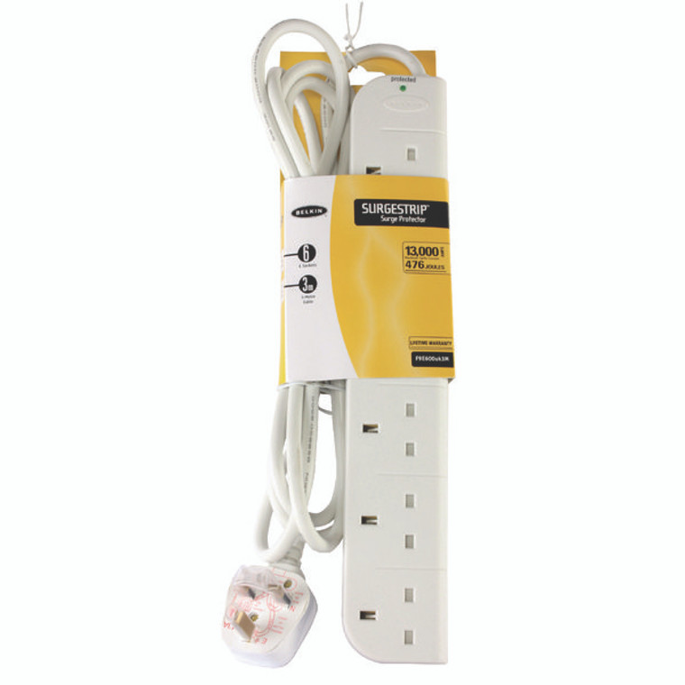 BL42785 Belkin E-Series SurgeStrip Surge Protector 6-Socket 3m White F9E600UK3M