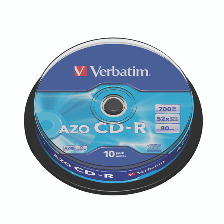 VM34375 Verbatim CD-R Datalife Non-AZO 52x 700MB Pack 10 43437