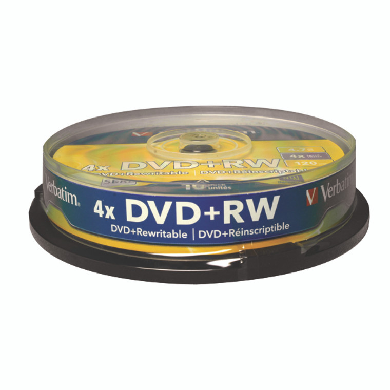 VM34887 Verbatim DVD RW Non-Printable 4x 4 7GB Pack 10 43488