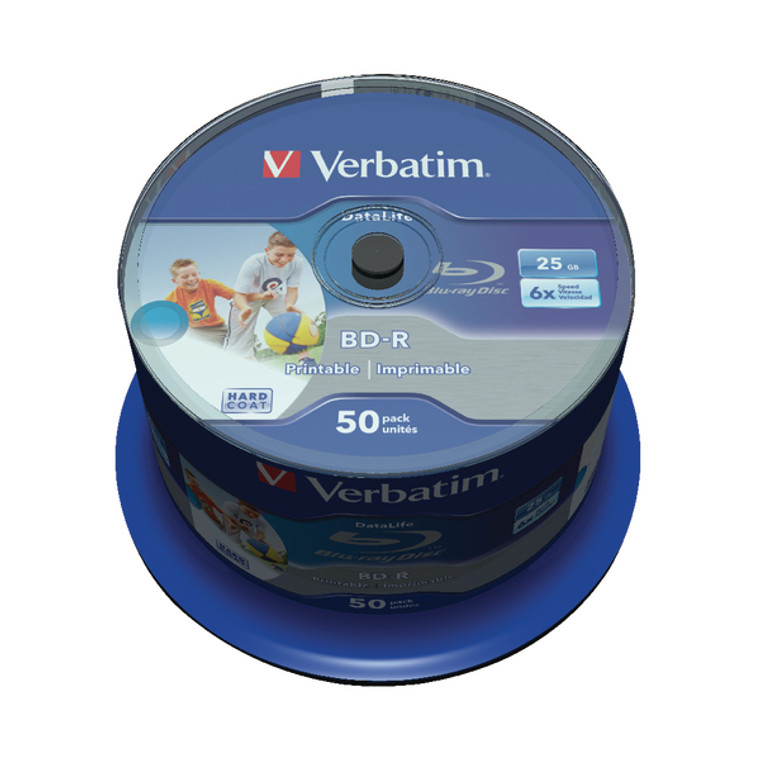 VM43812 Verbatim BD-R Printable Spindle 6x 25GB Pack 50 43812