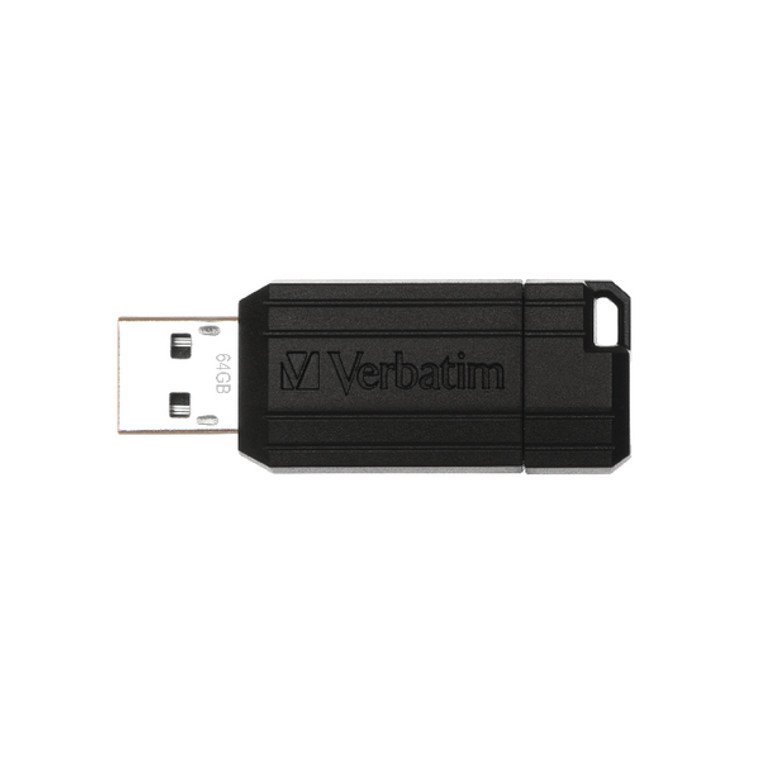 VM49065 Verbatim Pinstripe USB Drive 64GB Black 49065