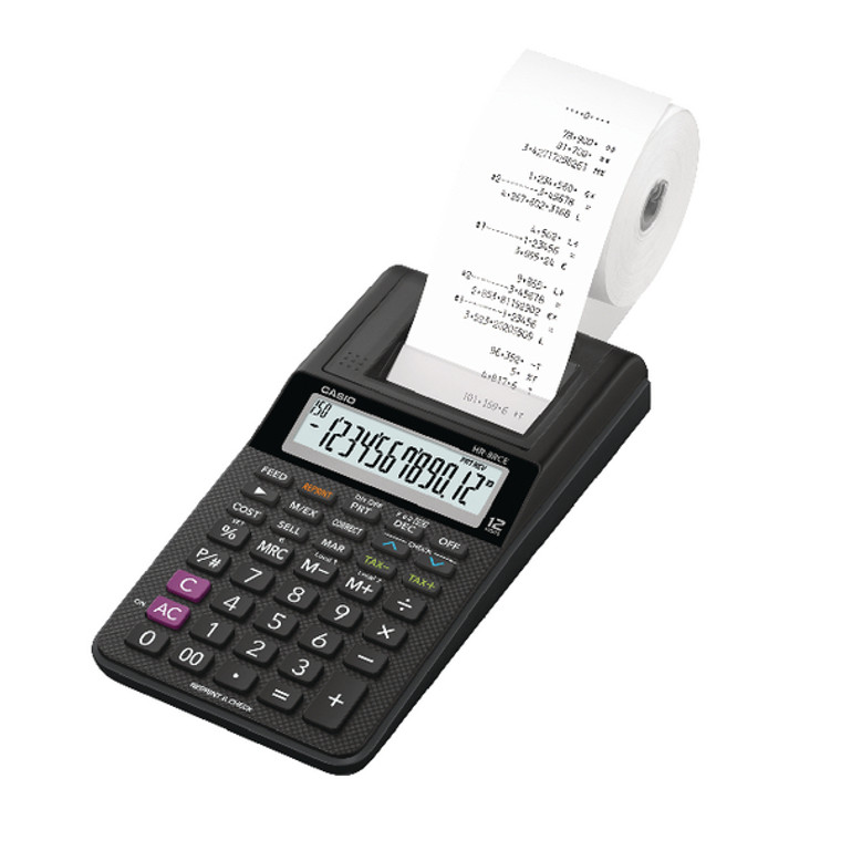 CS09960 Casio HR-8RCE Printing Calculator Black Compatible with 58mm printing rolls HR8 RCE