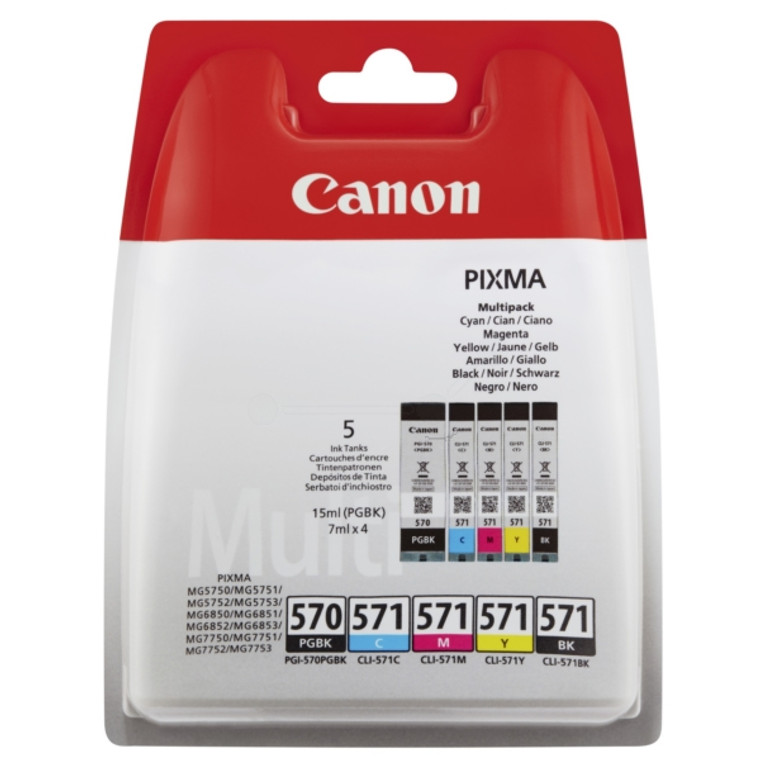 0318C004 Canon 0318C004 PGI-570 CLI-571 Ink Cartridge Multipack Pack qty 5