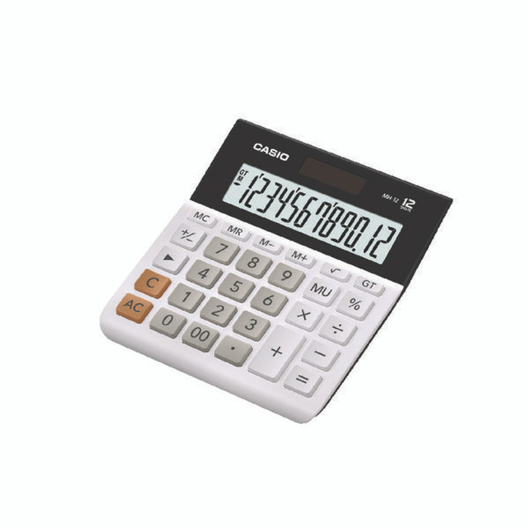 CS09131 Casio 12-Digit Landscape Basic Function Calculator White MH-12-WE-SK-UP