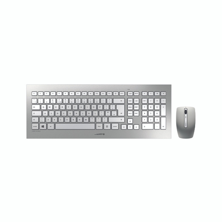 CH08745 CHERRY DW 8000 Ultra Flat Wireless Keyboard Mouse Set Silver JD-0310GB