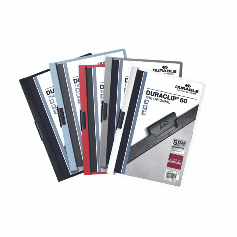 DB220900 Durable 6mm Duraclip File A4 Assorted Pack 25 2209 00