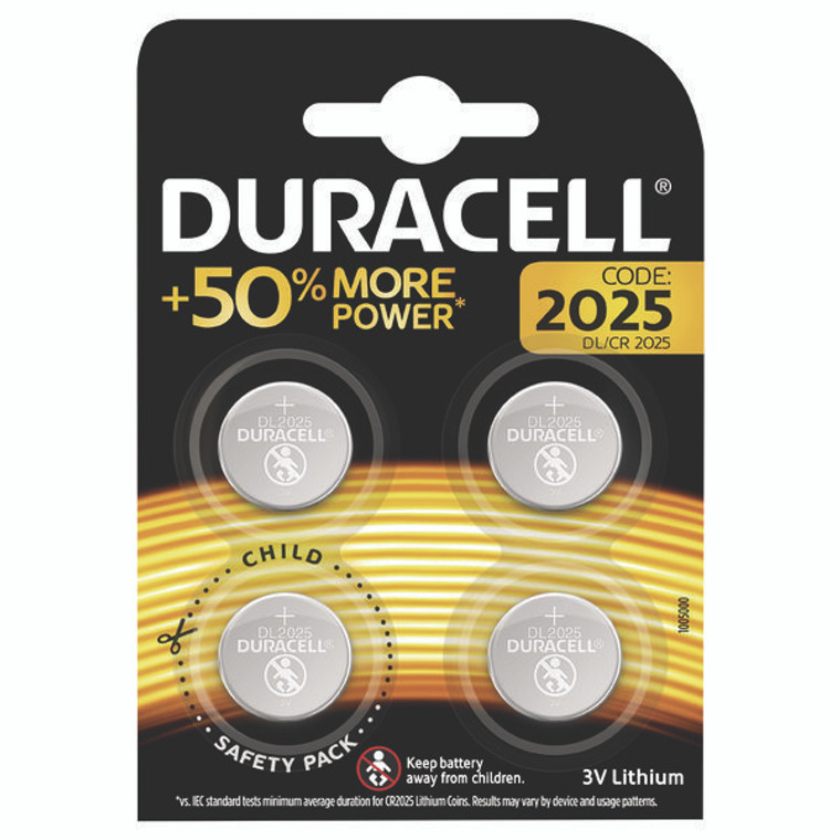 DU11934 Duracell 2025 Lithium Coin Battery Pack 4 ECR2035