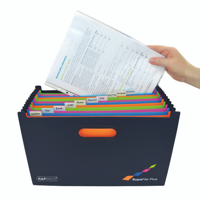 HT01667 Rapesco Supafile Plus Expanding File A4 Assorted 1552