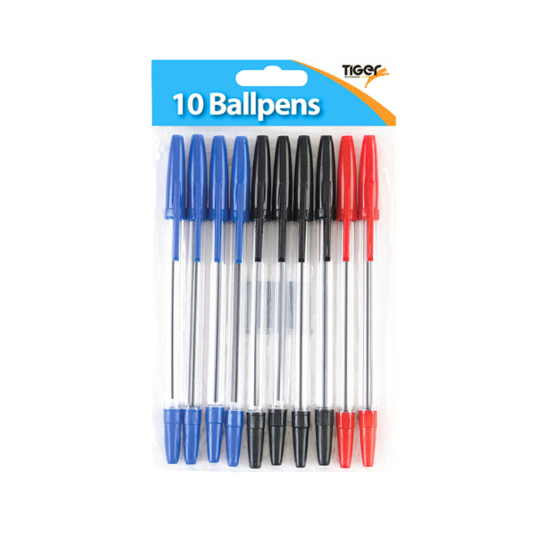 TGR02011 Tiger Ballpoint Pens Black Blue Red Pack 120 302011