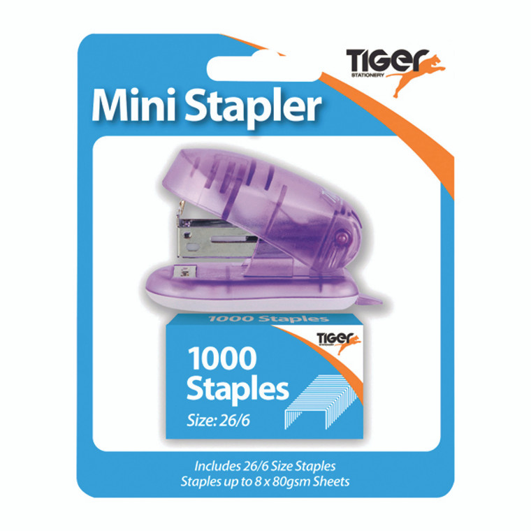 TGR01506 Tiger Mini 26 6 Stapler including 1000 Staples Pack 6 301506