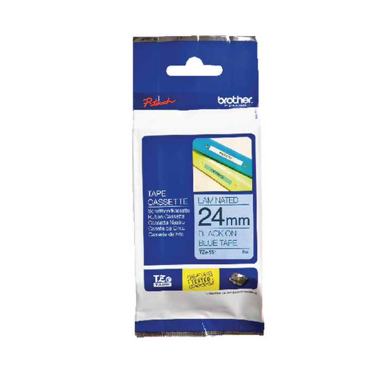 BA68653 Brother P-Touch Tape 24mm Black on Blue TZE551