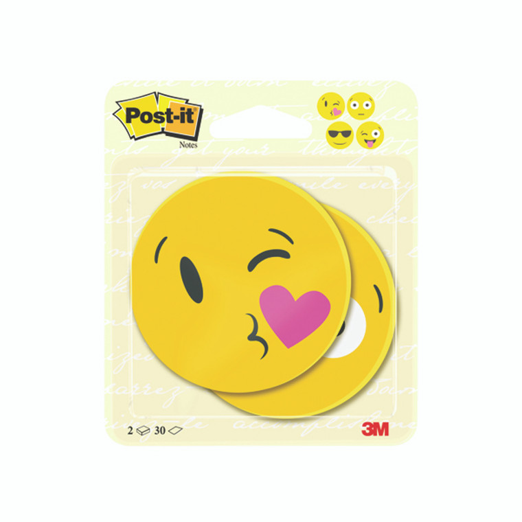 3M85639 Post-it Notes Emoji Shape 30 Sheets 70 x 70mm Pack 2 7100236592