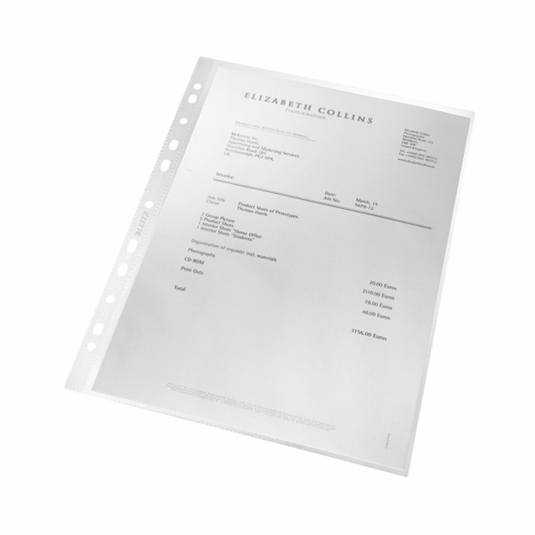 LZ39783 Leitz Pocket Recycled PP 100 micron A4 Clear Pack 25 47913003