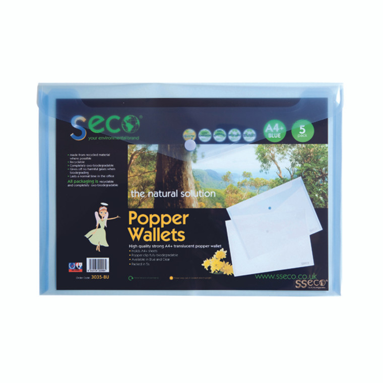 UP21906 Stewart Superior Eco Biodegradable Wallet A4 Blue Pack 5 30085-BU