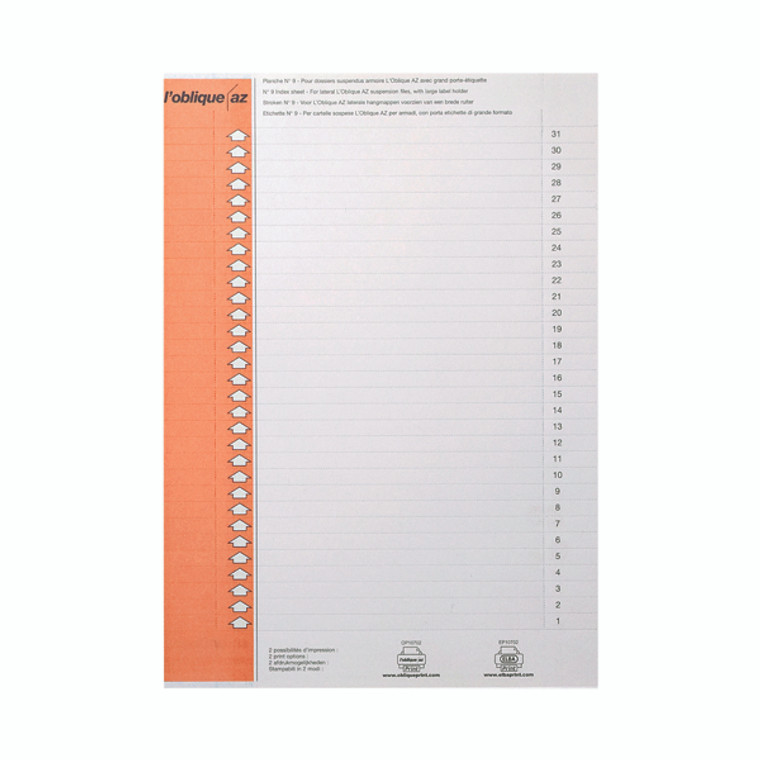 BX30200 Elba Suspension Files Label Sheet Lateral Pack 10 100330212