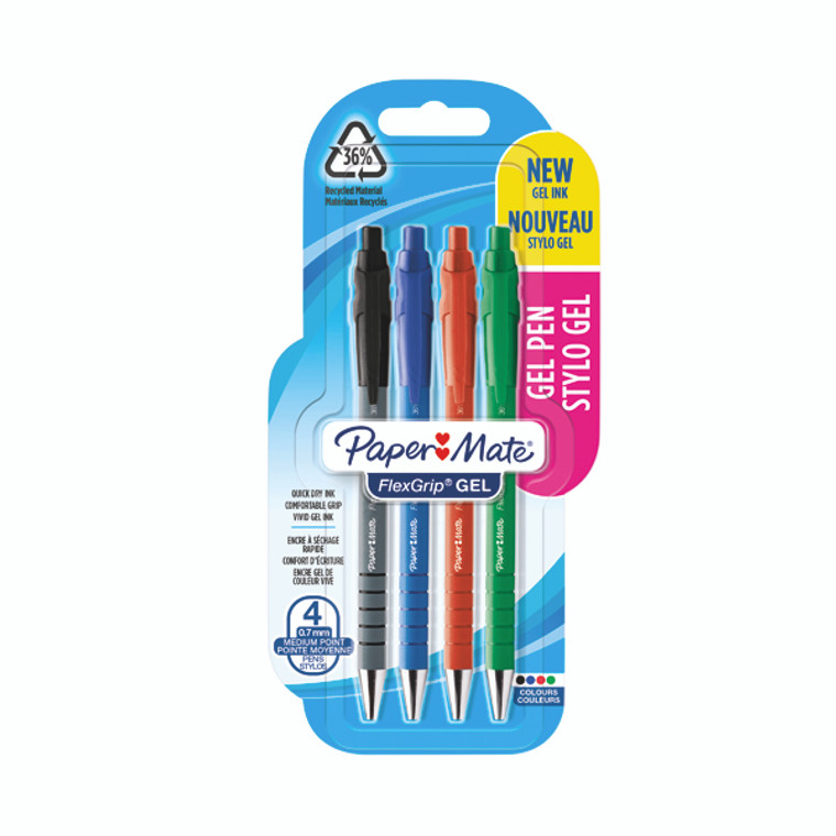 GL08216 PaperMate FlexGrip Gel Pens Assorted Pack 4 2108216