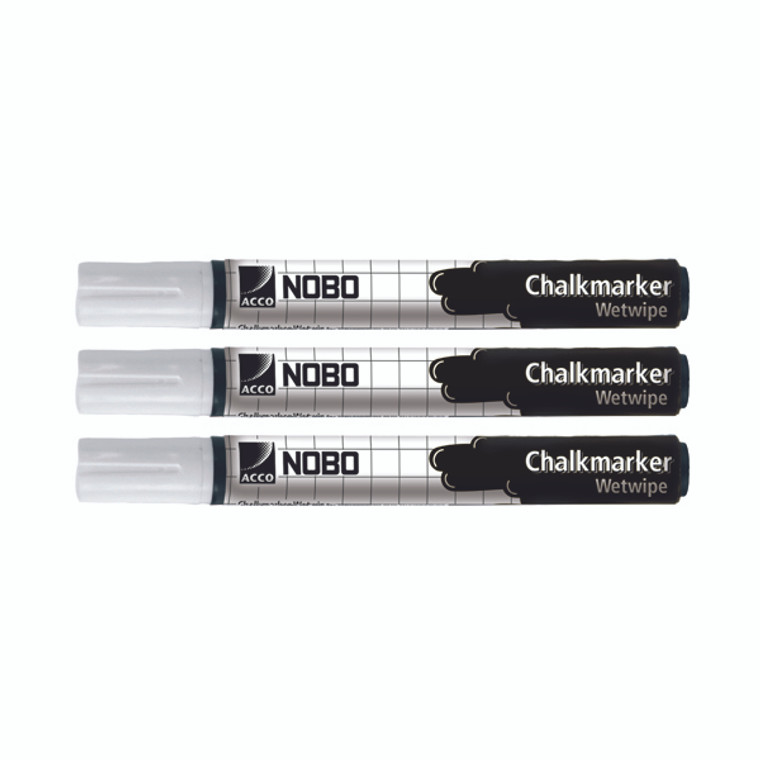 NB38398 Nobo Chalk Marker White Pack 3 34438398