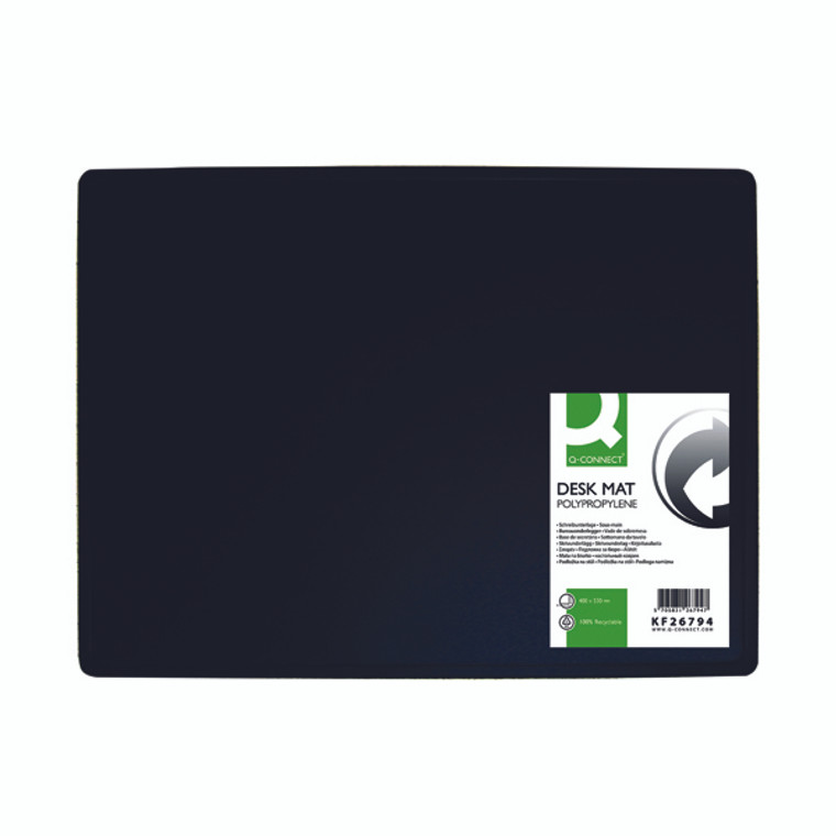 KF26794 Q-Connect PP Desk Mat With Non-Slip Surface 40X53 Black KF26794