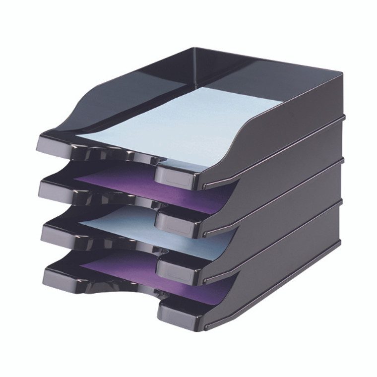 DF13001 Deflecto SteriTouch Stacking Letter Tray Black CP130STBLK