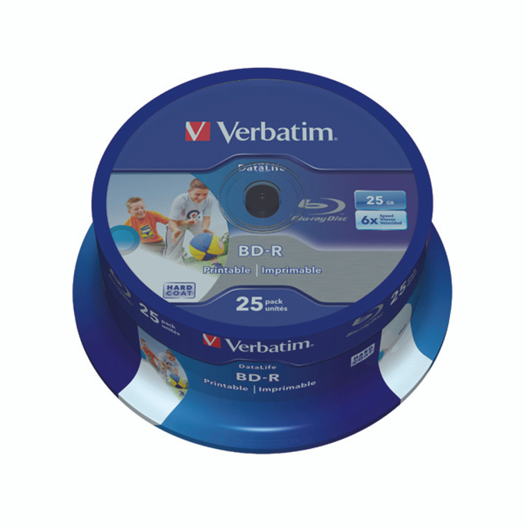 VM43811 Verbatim BD-R Printable Spindle 6x 25GB Pack 25 43811