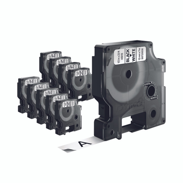 ES93097 Dymo D1 LabelMaker Tape 12mmx7mm Black on White Pack 10 2093097