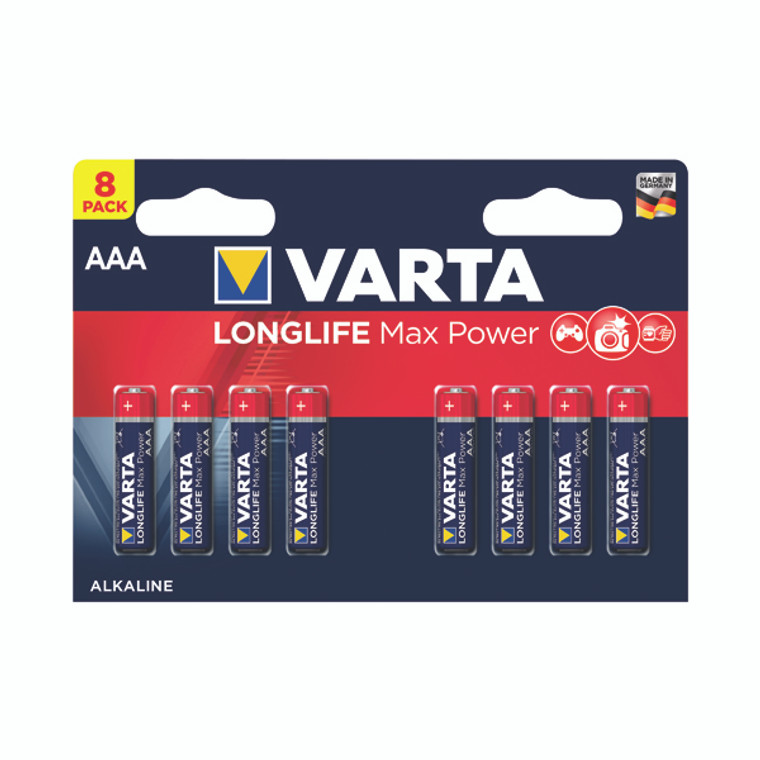 VR68156 Varta Longlife Max Power AAA Battery Pack 8 04703101418