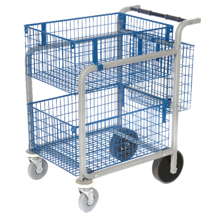 VAL06853 GoSecure Heavy Duty Mail Trolley 2 x Wire Baskets MT3