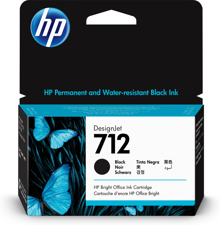 HP 3ED70A 712 Black Ink Cartridge, 38ml