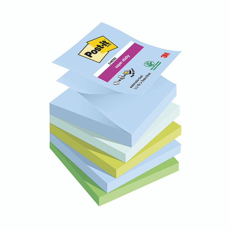 Post-it Super Sticky Z Notes Oasis 76x76mm 90 Sheet (Pack of 5) 7100258791