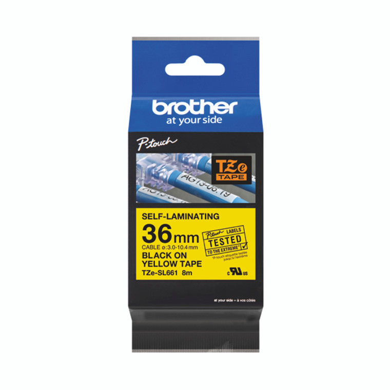 Brother P-Touch 36mm Black on Yellow Labelling Tape TZE-SL661