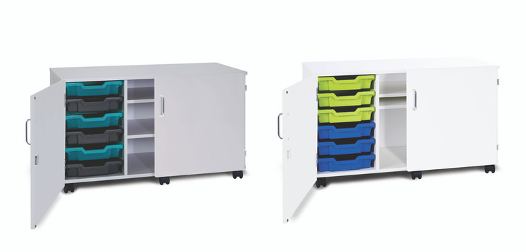 Monarch Premium 6 Shallow Tray Storage Unit complete with Gratnells Trays and 2 Adjustable Shelves and Lockable Doors