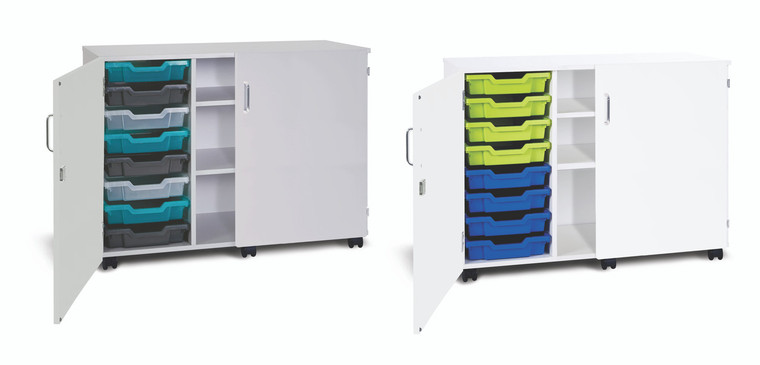 Monarch Premium 8 Shallow Tray Storage Unit complete with Gratnells Trays and 2 Adjustable Shelves and Lockable Doors