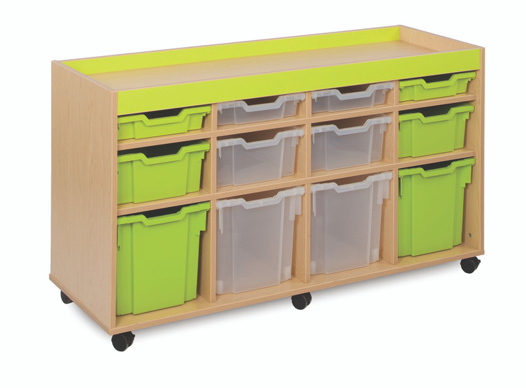 Monarch Bubblegum 12 Variety Tray Storage Unit with Inset Lid and Gratnells Trays