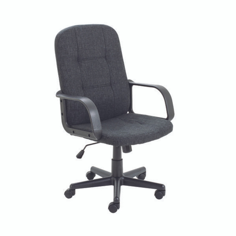 Jemini Jack 2 Executive Swivel Chair with Fixed Arms 620x600x1020-1135mm Fabric Charcoal KF79889