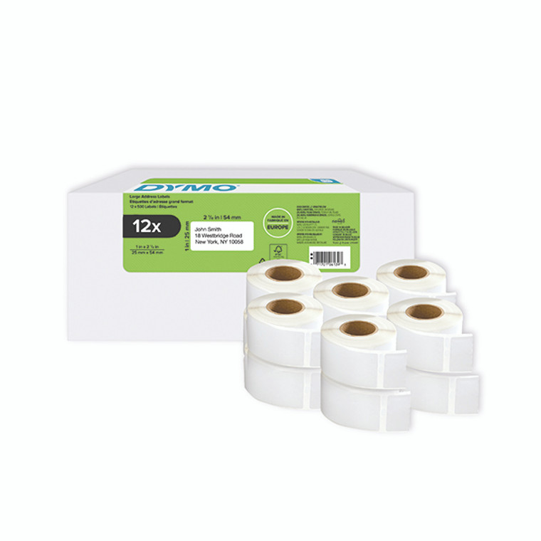 Dymo LabelWriter Return Address Labels 25 x 54mm Self-Adhesive White (Pack of 12) 2177563