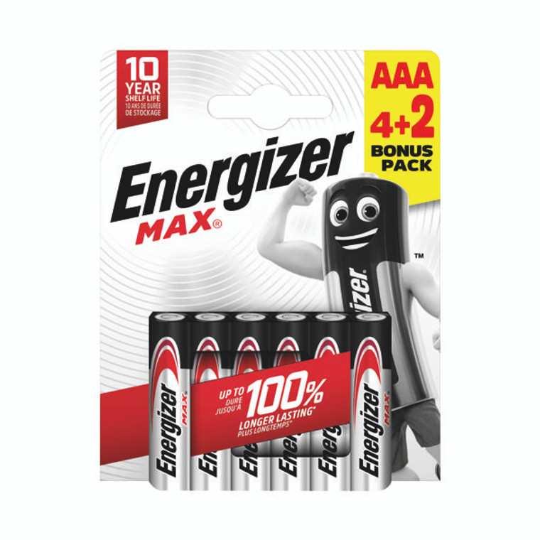 Energizer Max AAA Battery (4+2) (Pack of 6) E303328200