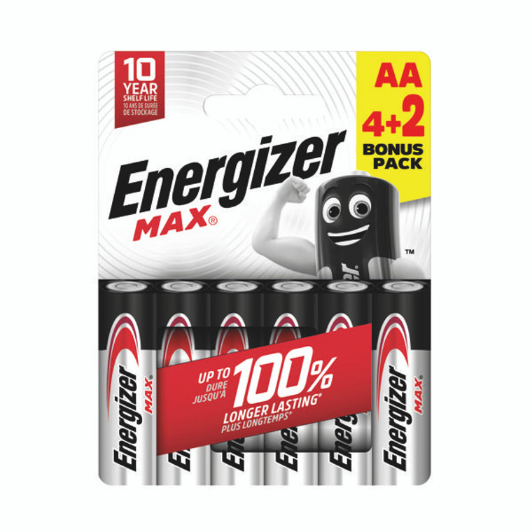 Energizer Max AA Battery (4+2) (Pack of 6) E303328500