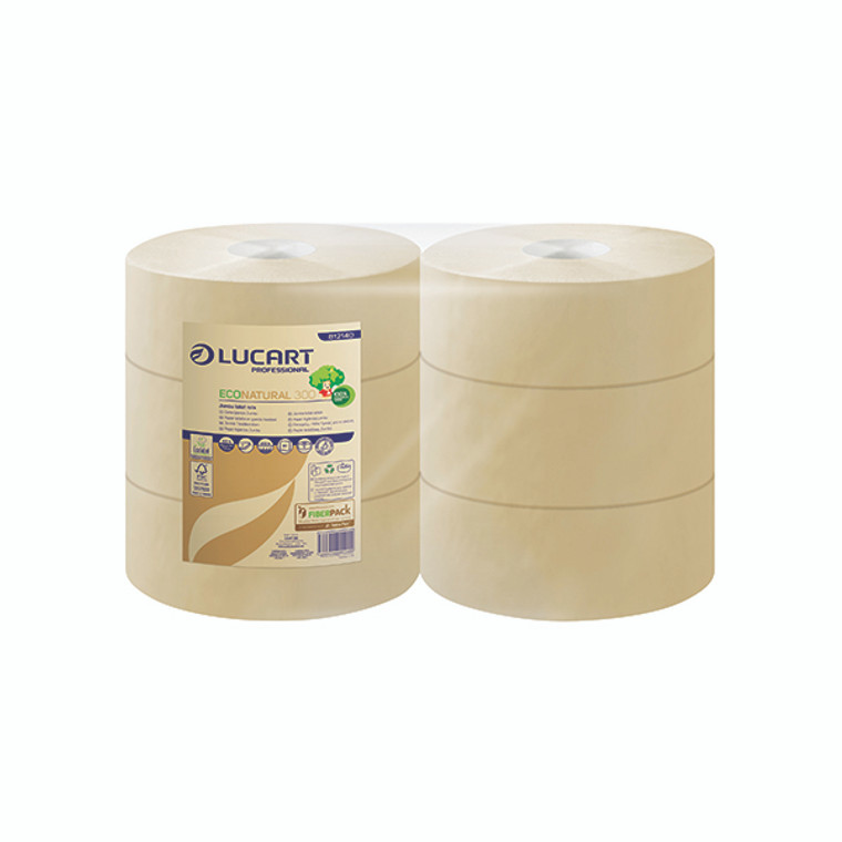 Lucart EcoNatural 300 Jumbo Toilet Roll (Pack of 6) 812140AP