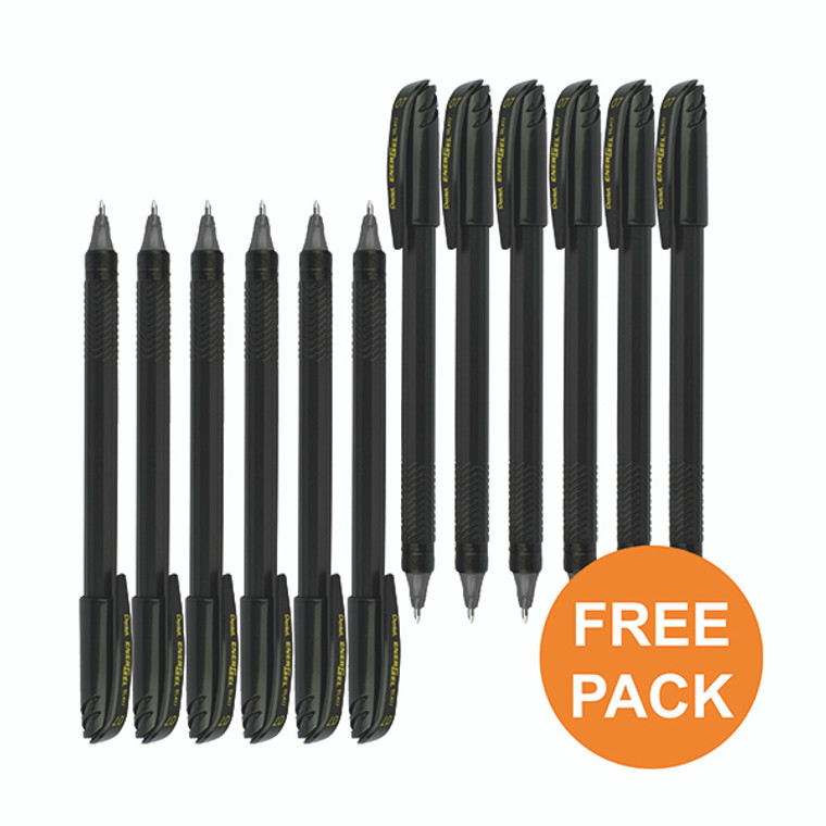 Pentel EnerGel Capstyle Eco Rollerball 0.7mm Black (Pack of 12) 2 For 1