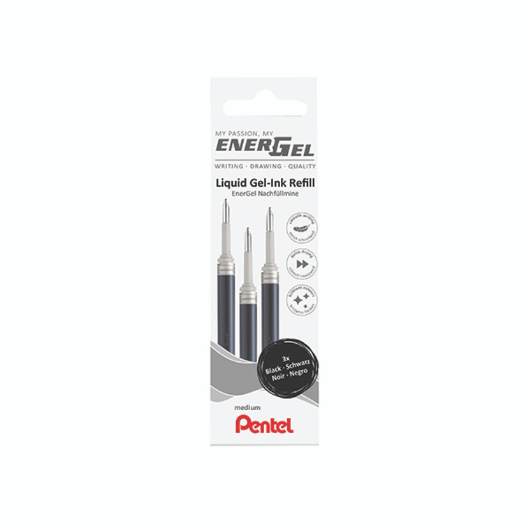 Pentel EnerGel Refill Wallet Black (Pack of 3) LR7-3A