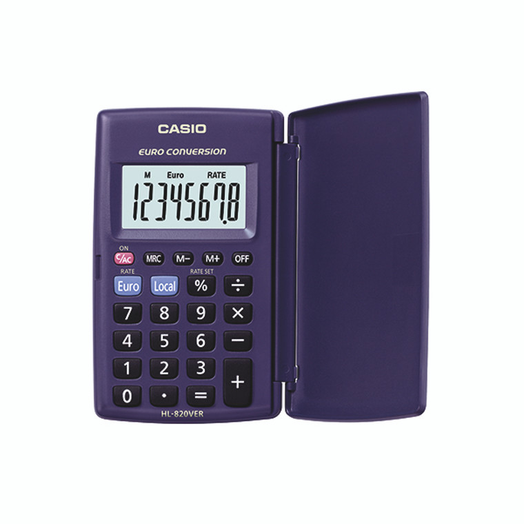 Casio HL-820 8 Digit Pocket Calculator with Protective Cover Black HL-820VERA