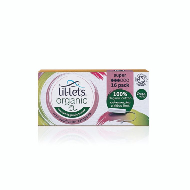 Lil-Lets Organic Non-Applicator Tampons Super x16 (Pack of 12) 90ORGSUP16
