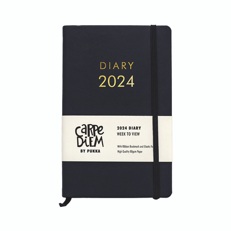 Pukka Pad Carpe Diem 2024 Diary Week To View Softcover 130x210mm Black 9806-CD