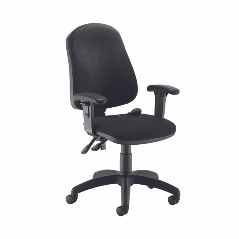 First Calypso Operator Chair with Lumbar Pump with Adjustable Arms 640x640x990-1160mm Black KF822912