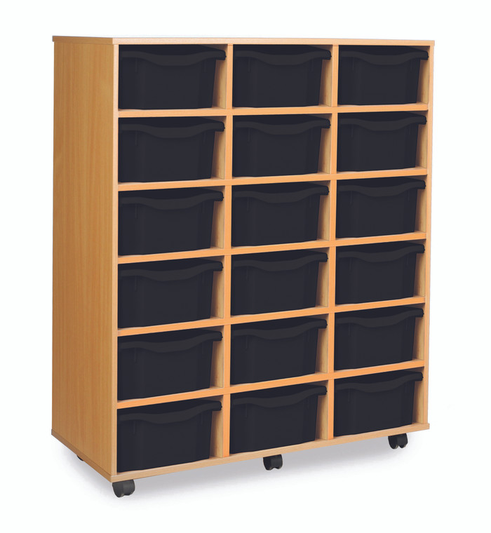 Monarch 18 Double Tray Mobile Unit with 18 Double Trays (3 columns of 6) in Beech or Maple